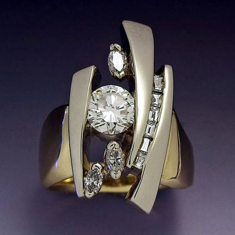 Sparkling Zircon Gold Ring