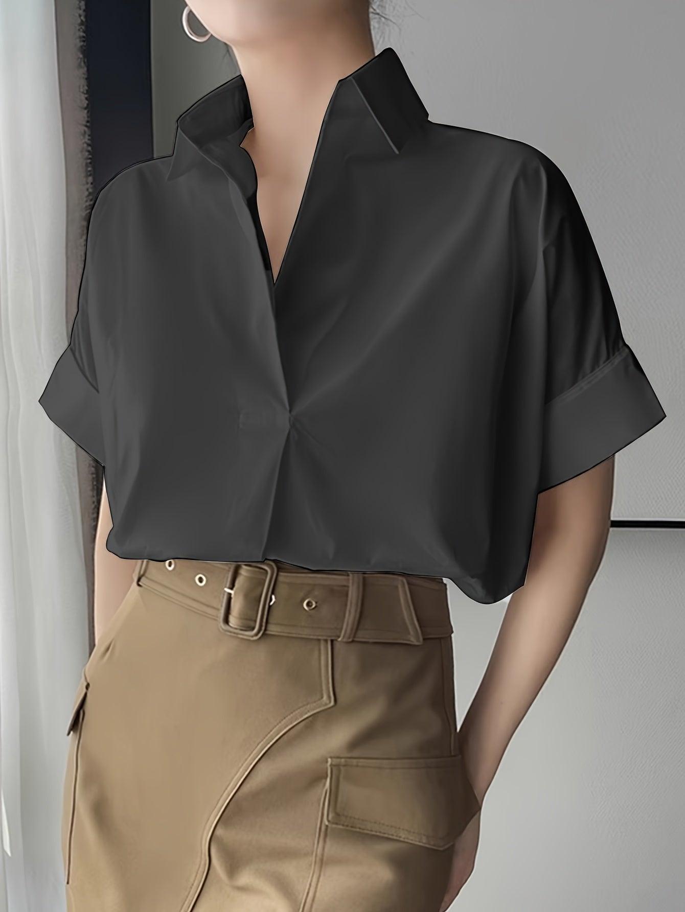 Elegant Semi-Sheer Lapel Collar Blouse - The Nichole Collection