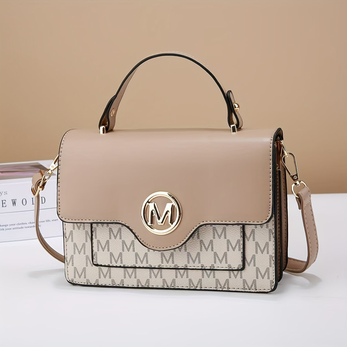 Letter "M" Chic Mini Crossbody Bag with Detachable Strap, and Magnetic Closure