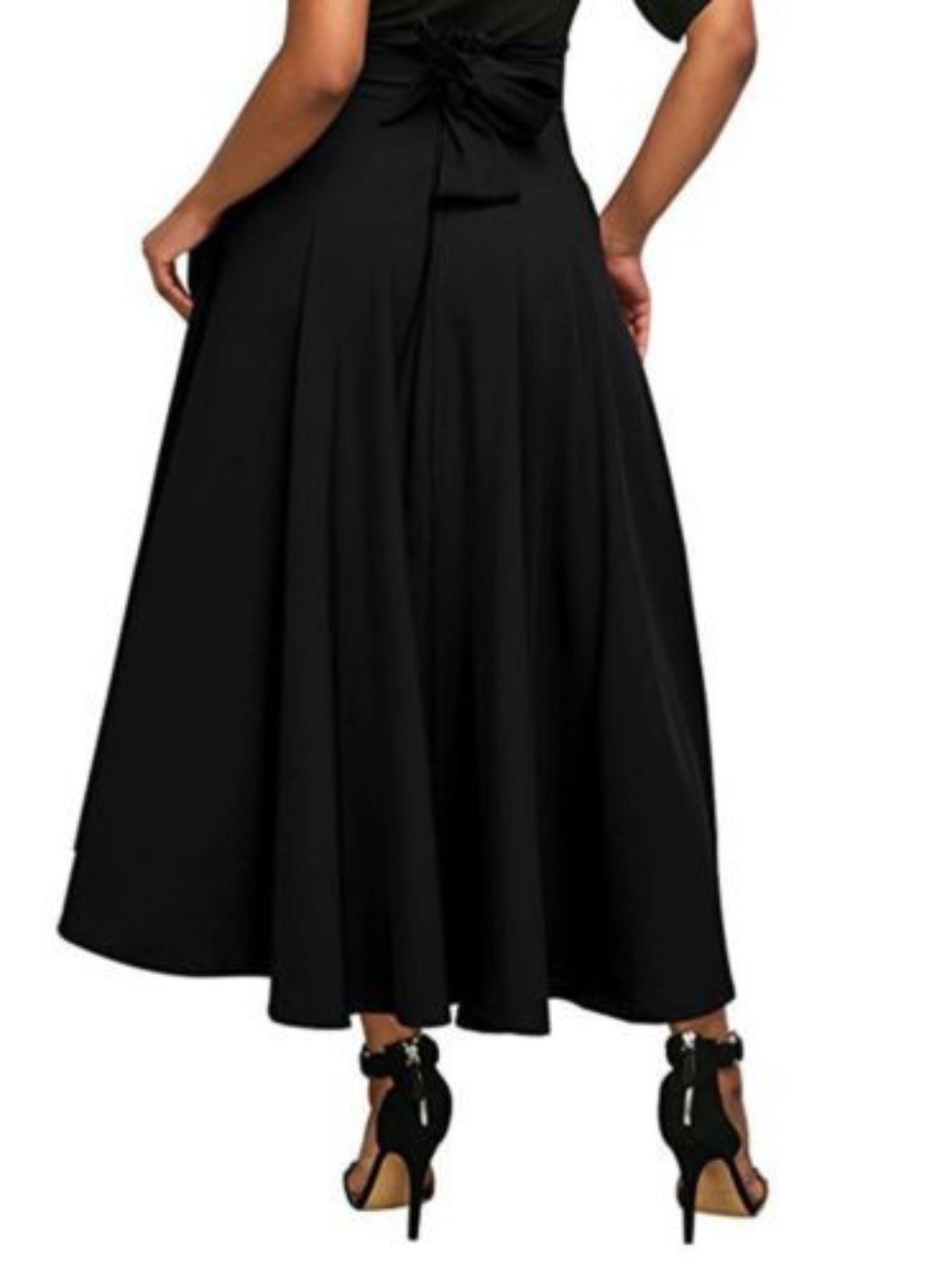 Women's High Waist Pleated Midi Skirt – A-Line, Belted & Flowy with Pockets