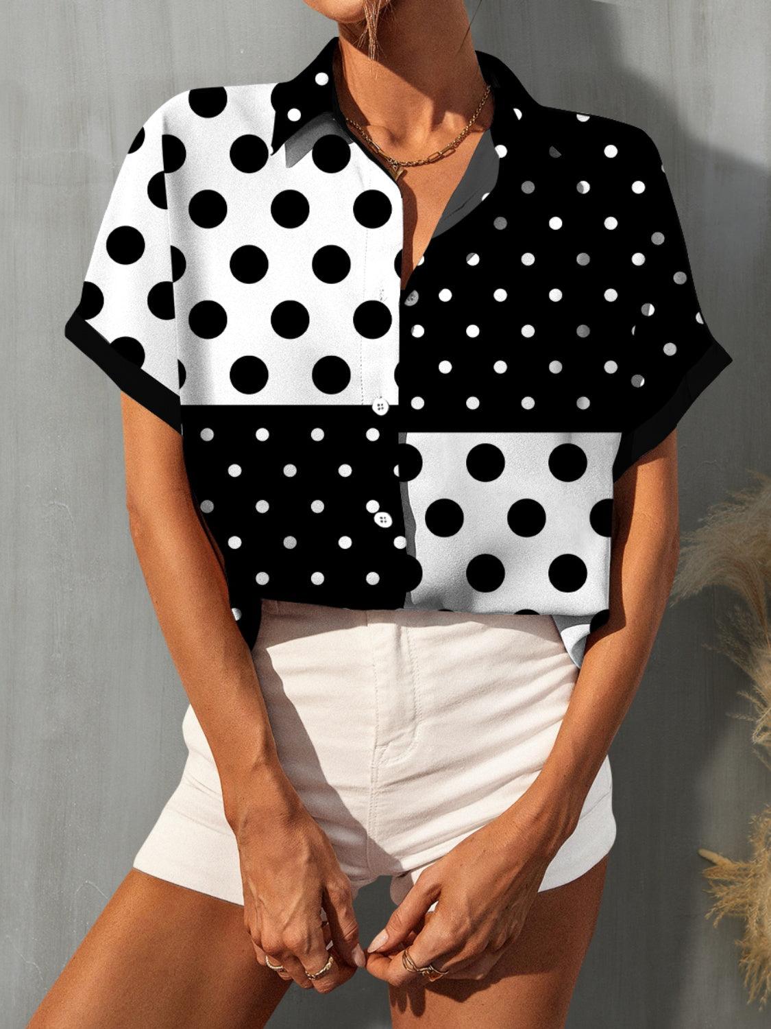 Women's Trending Polka Dot Short Sleeve Shirt - The Nichole Collection