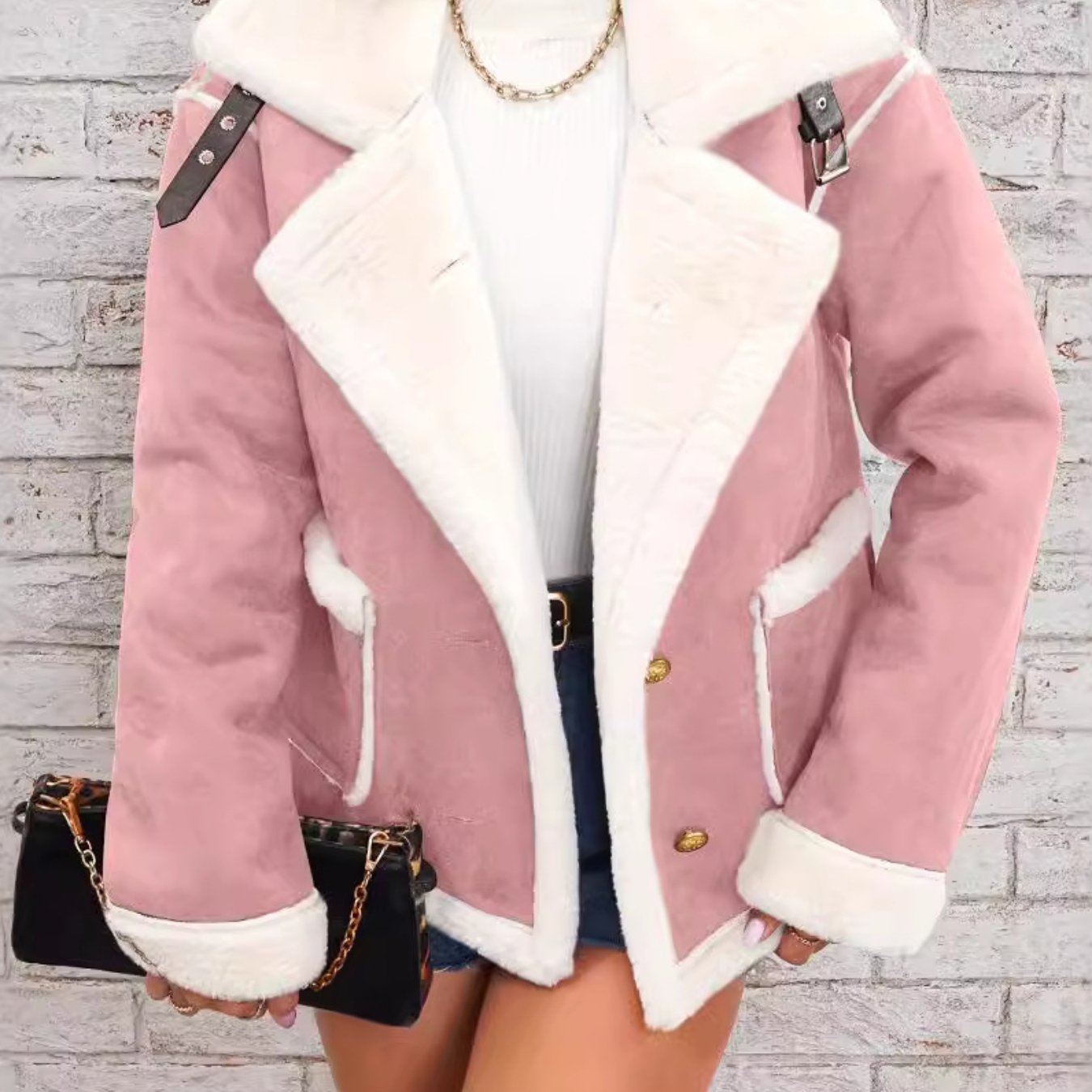 Women's Soft Plush Collar Jacket - Comfortable & Stylish