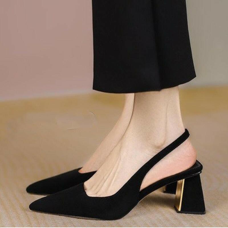 Black Sling Back High Heels Shoes - The Nichole Collection