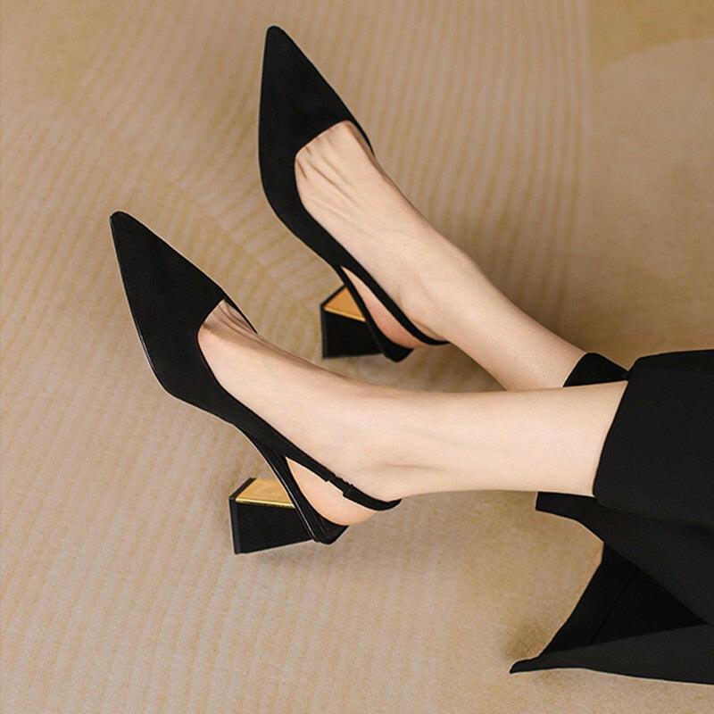 Black Sling Back High Heels Shoes - The Nichole Collection