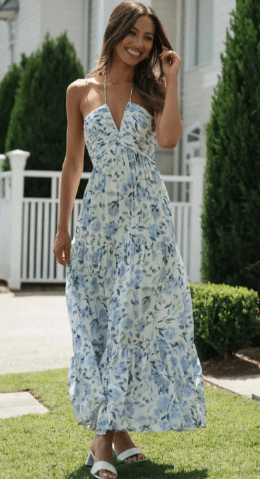 Bohemian Summer Chiffon Halter Dress - The Nichole Collection