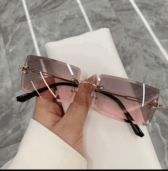 Bold Frameless Rectangle Sunglasses - The Nichole Collection