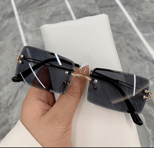 Bold Frameless Rectangle Sunglasses - The Nichole Collection