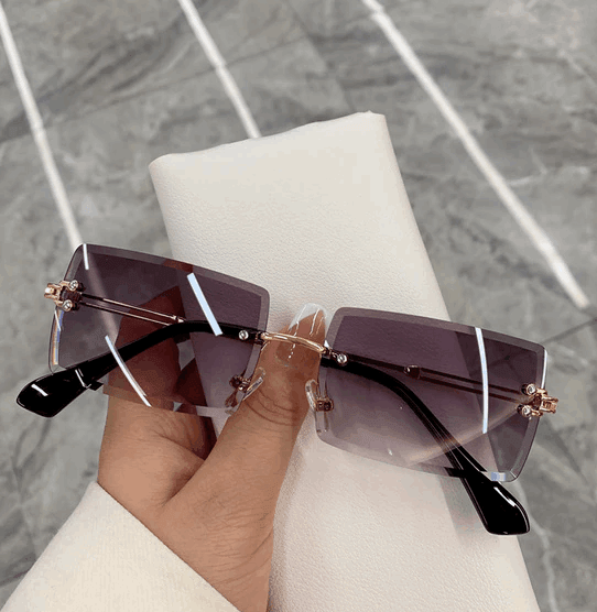 Bold Frameless Rectangle Sunglasses - The Nichole Collection