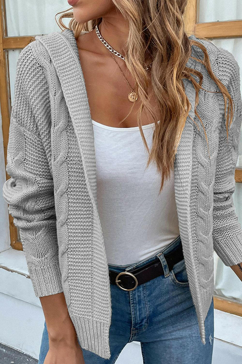 Cable Crush Hooded Cardigan - The Nichole Collection