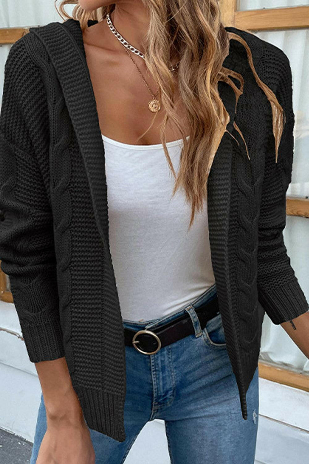 Cable Crush Hooded Cardigan - The Nichole Collection