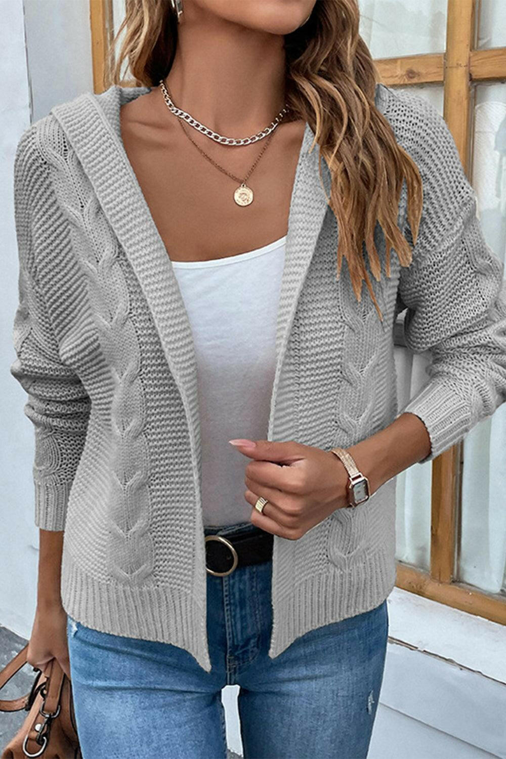 Cable Crush Hooded Cardigan - The Nichole Collection