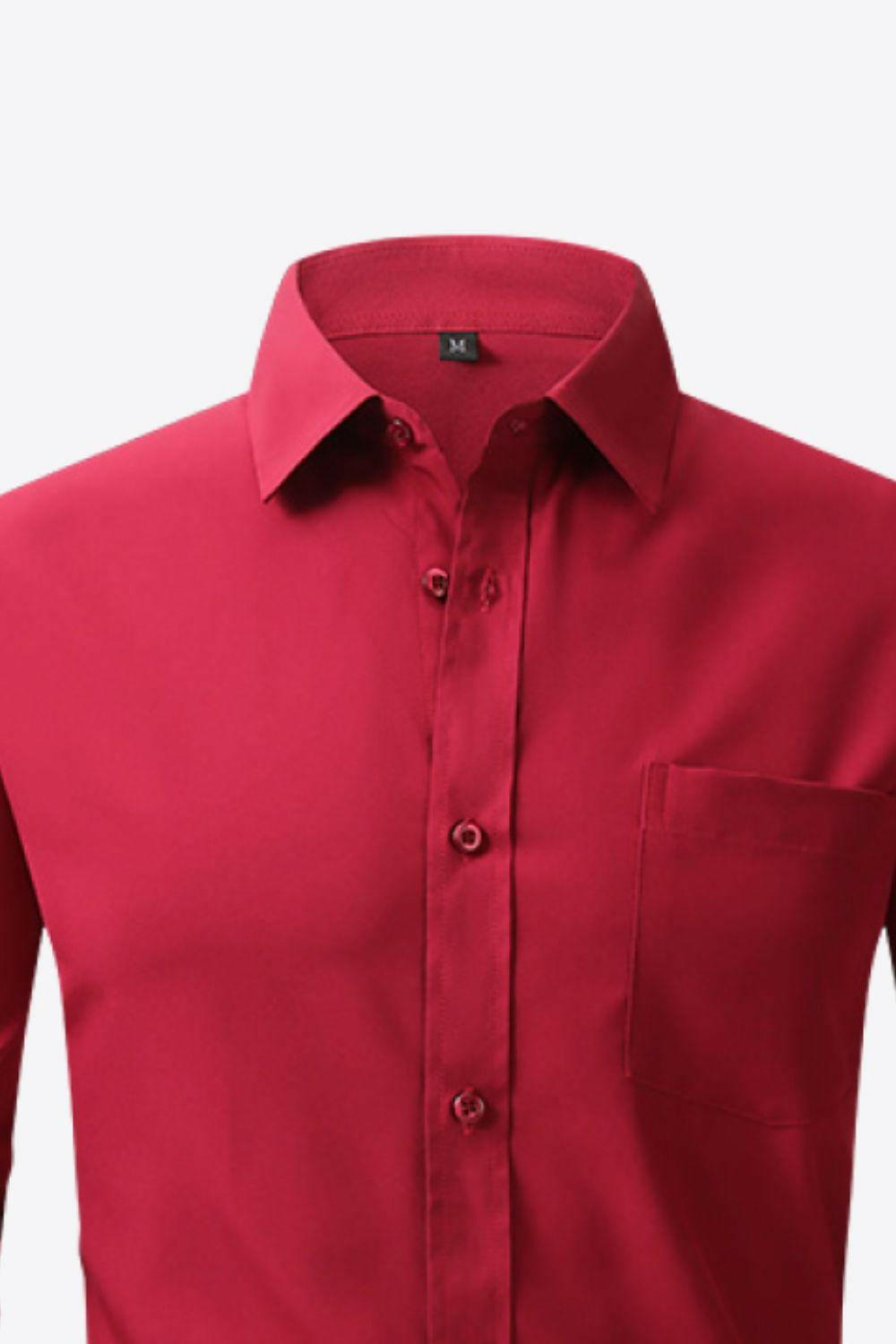 Classic Long Sleeve Collared Shirt with Pocket - The Nichole Collection