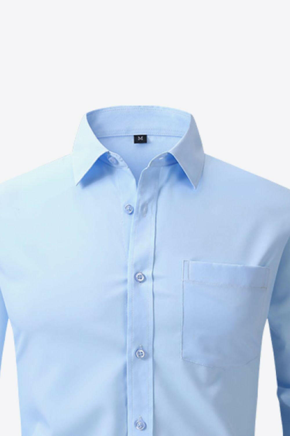 Classic Long Sleeve Collared Shirt with Pocket - The Nichole Collection