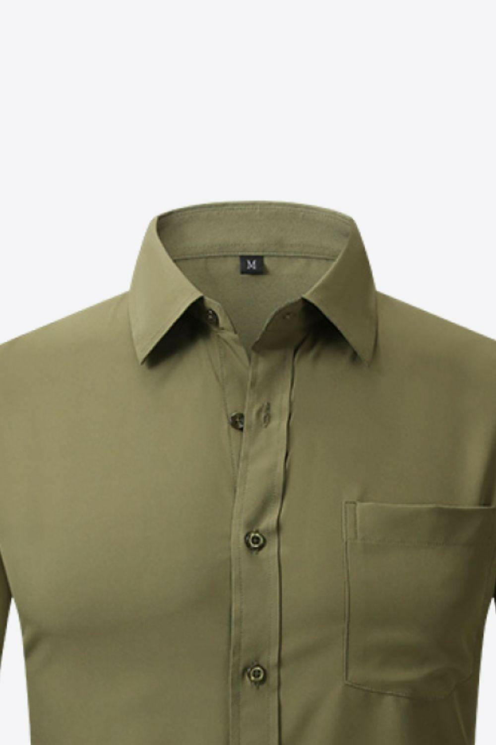 Classic Long Sleeve Collared Shirt with Pocket - The Nichole Collection