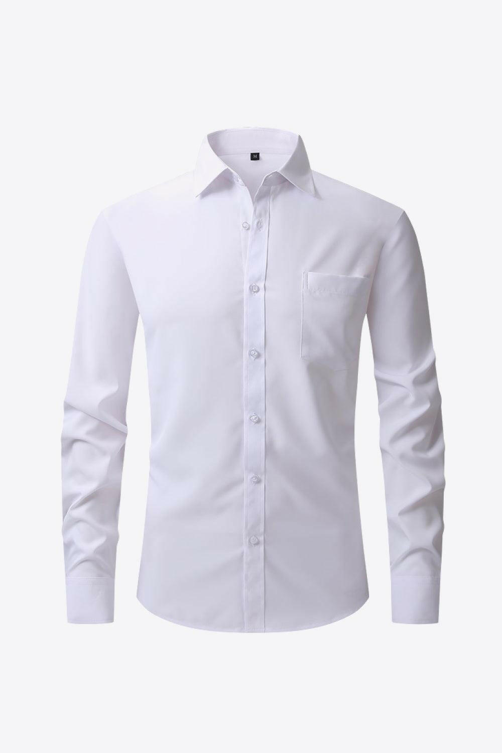 Classic Long Sleeve Collared Shirt with Pocket - The Nichole Collection