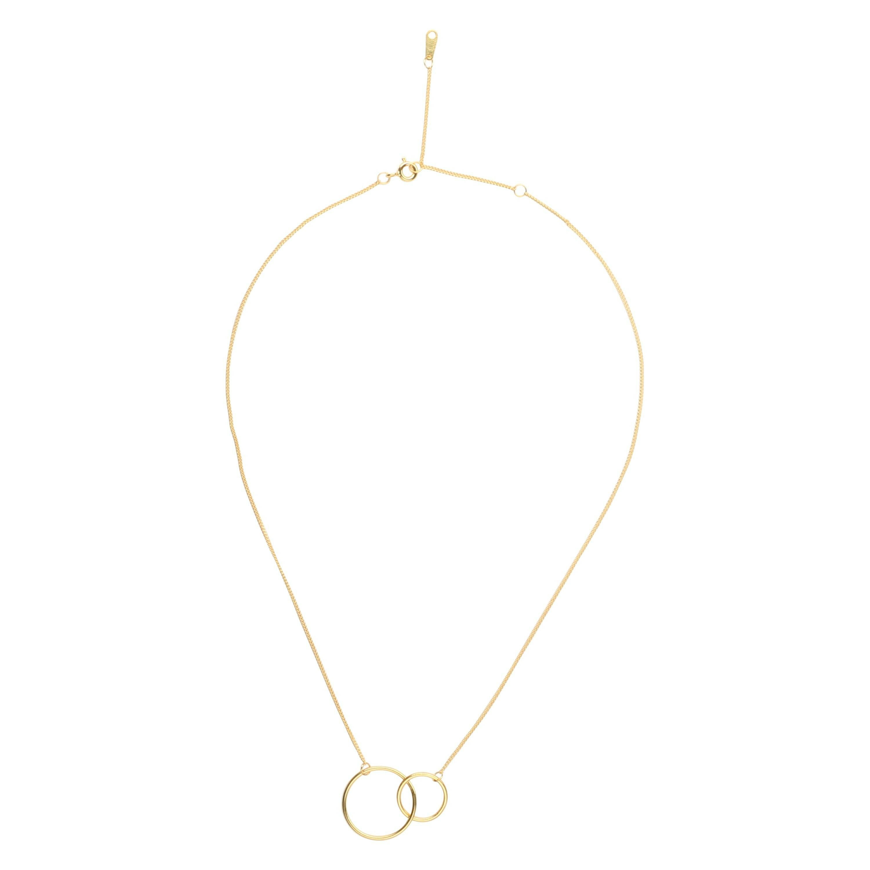 Gold Plated Two-Circle Pendant Necklace with Spring Ring Clasp - The Nichole Collection