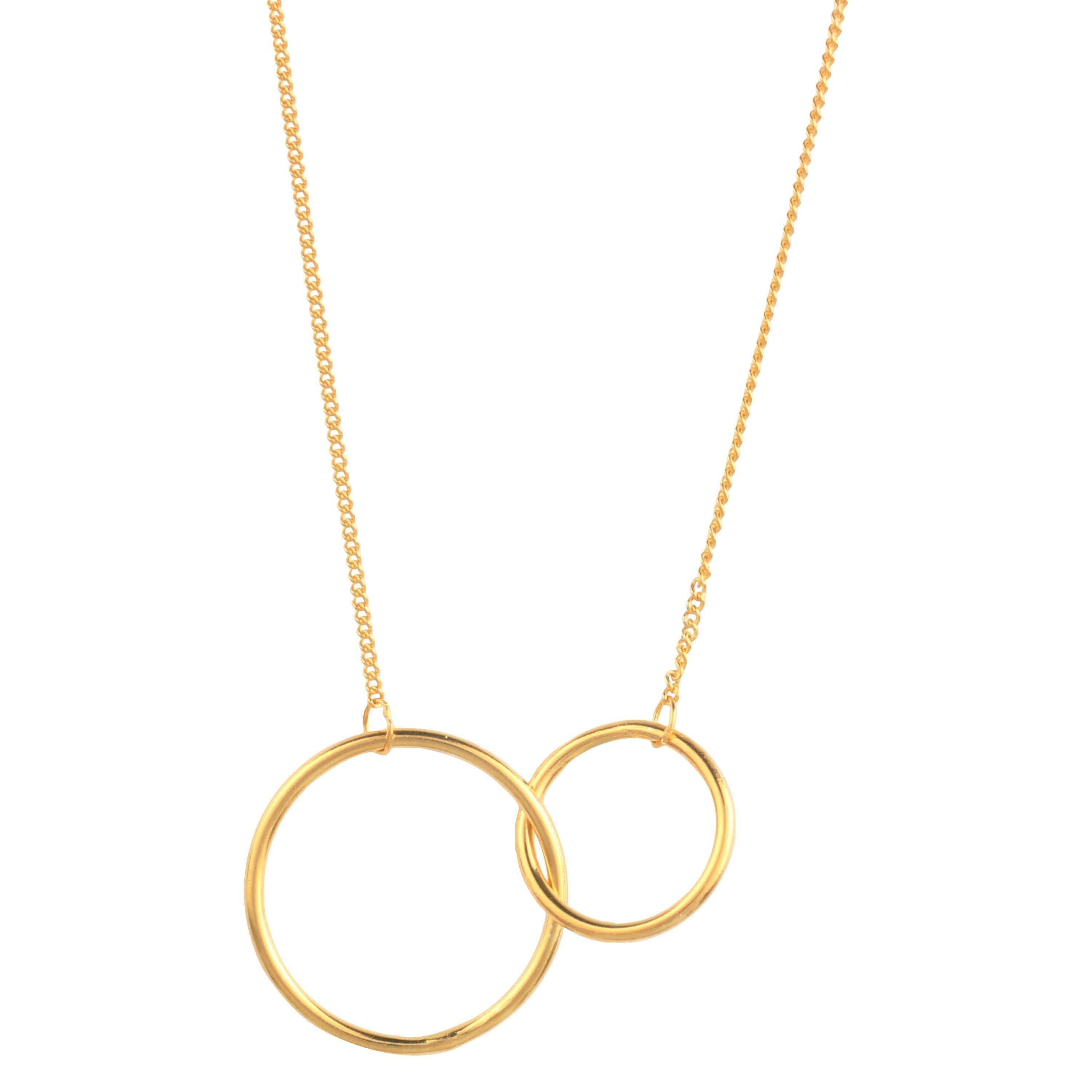 Gold Plated Two-Circle Pendant Necklace with Spring Ring Clasp - The Nichole Collection