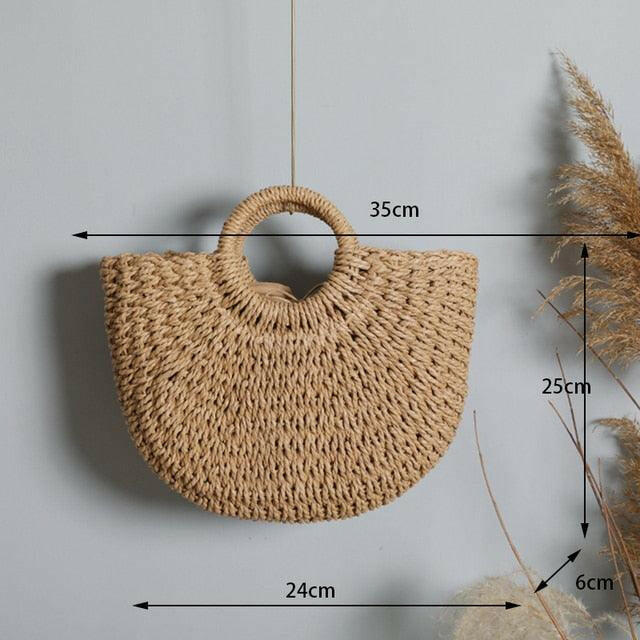 Handmade Woven Rattan Tote for Stylish Boho Needs - The Nichole Collection