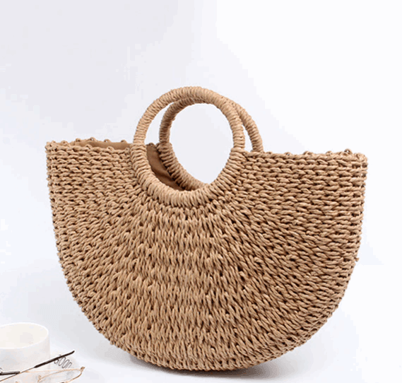 Handmade Woven Rattan Tote for Stylish Boho Needs - The Nichole Collection