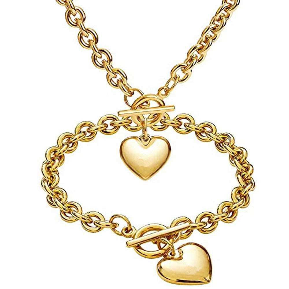 Heart Necklace & Bracelet Set - The Nichole Collection