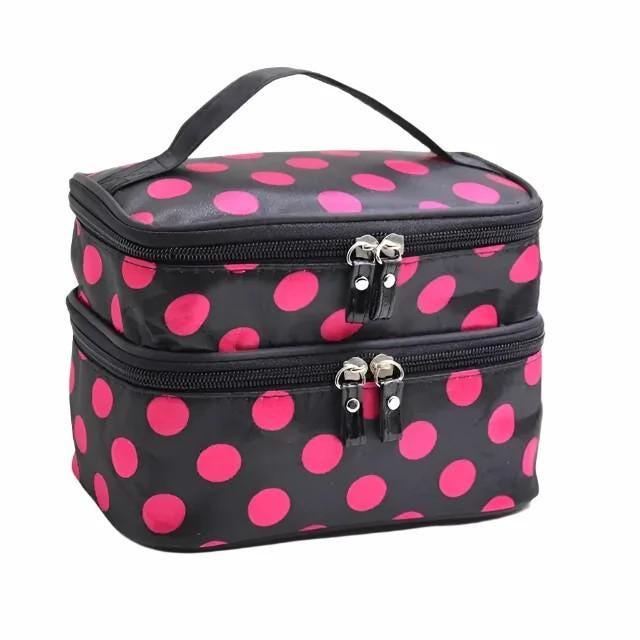 Large Capacity Travel Makeup & Toiletries Organizer - Double Layer Zipper Cosmetic Bag - The Nichole Collection