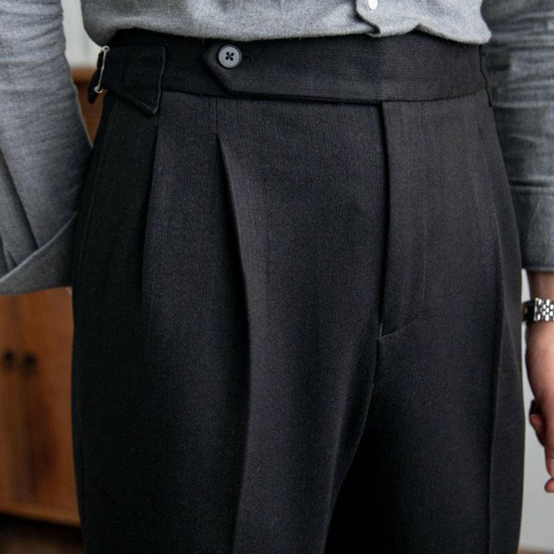 Italian Button Trousers with Zipper Fly Closure - The Nichole Collection