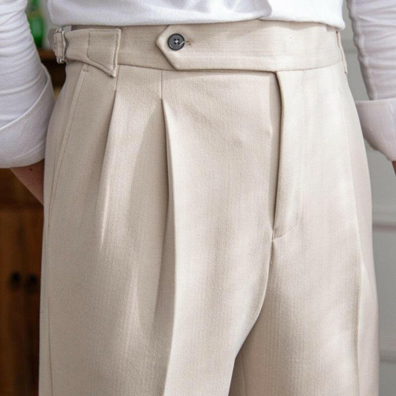 Italian Button Trousers with Zipper Fly Closure - The Nichole Collection