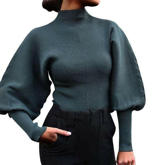 French Style Cozy Puff Sleeve Fall Knit Sweater - The Nichole Collection