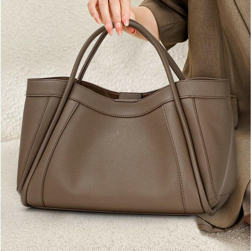 Leather Fashion Tote with Zipper Closure - The Nichole Collection