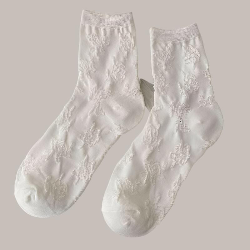 Women's White Lace Socks – Ideal for Bridal, Formal, or Casual Outfits - The Nichole Collection