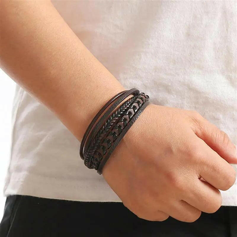 Luxury Hand-Woven Men’s Leather Bracelet - The Nichole Collection