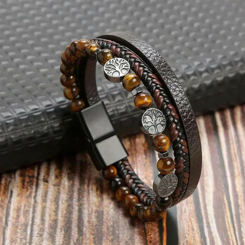 Luxury Hand-Woven Men’s Leather Bracelet - The Nichole Collection