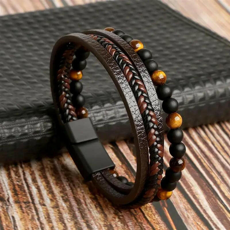 Luxury Hand-Woven Men’s Leather Bracelet - The Nichole Collection