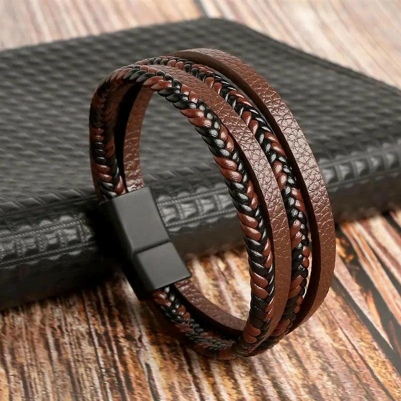 Luxury Hand-Woven Men’s Leather Bracelet - The Nichole Collection