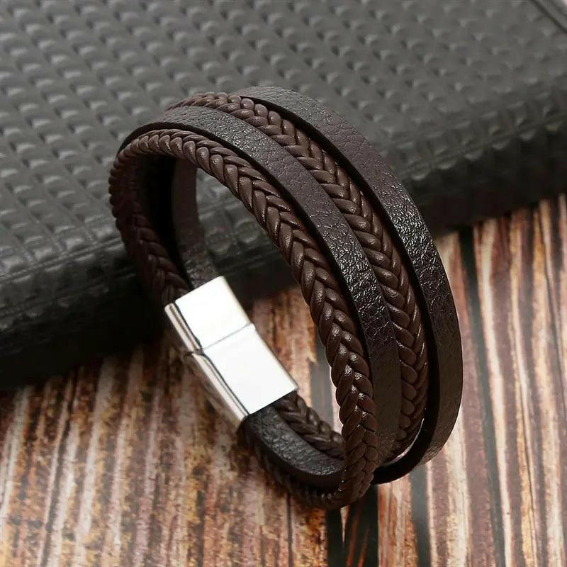 Luxury Hand-Woven Men’s Leather Bracelet - The Nichole Collection