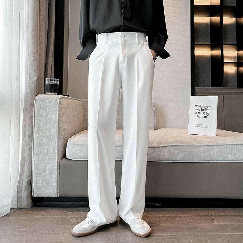 Men’s High Waist Casual Wide-Leg Trousers for Ultimate Comfort - The Nichole Collection