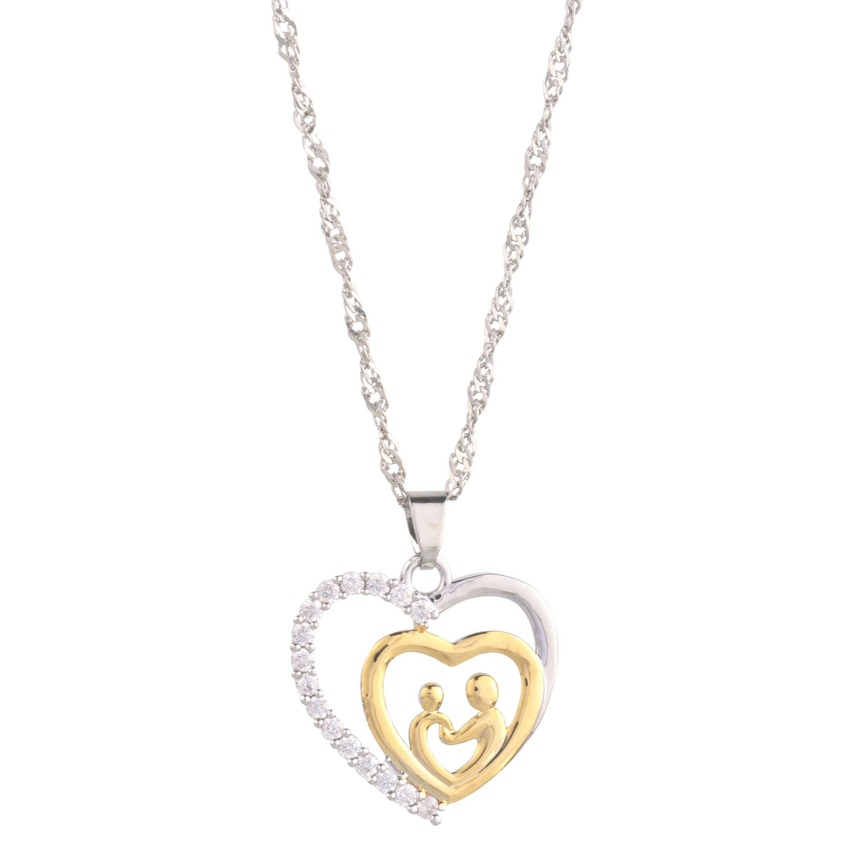 Mother and Child Heart Pendant Necklace - The Nichole Collection