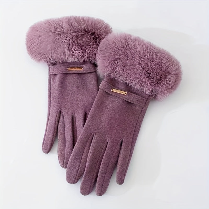 Warm & Cozy Touchscreen Winter Gloves for Women – Plush Cuff & Velvet Lining