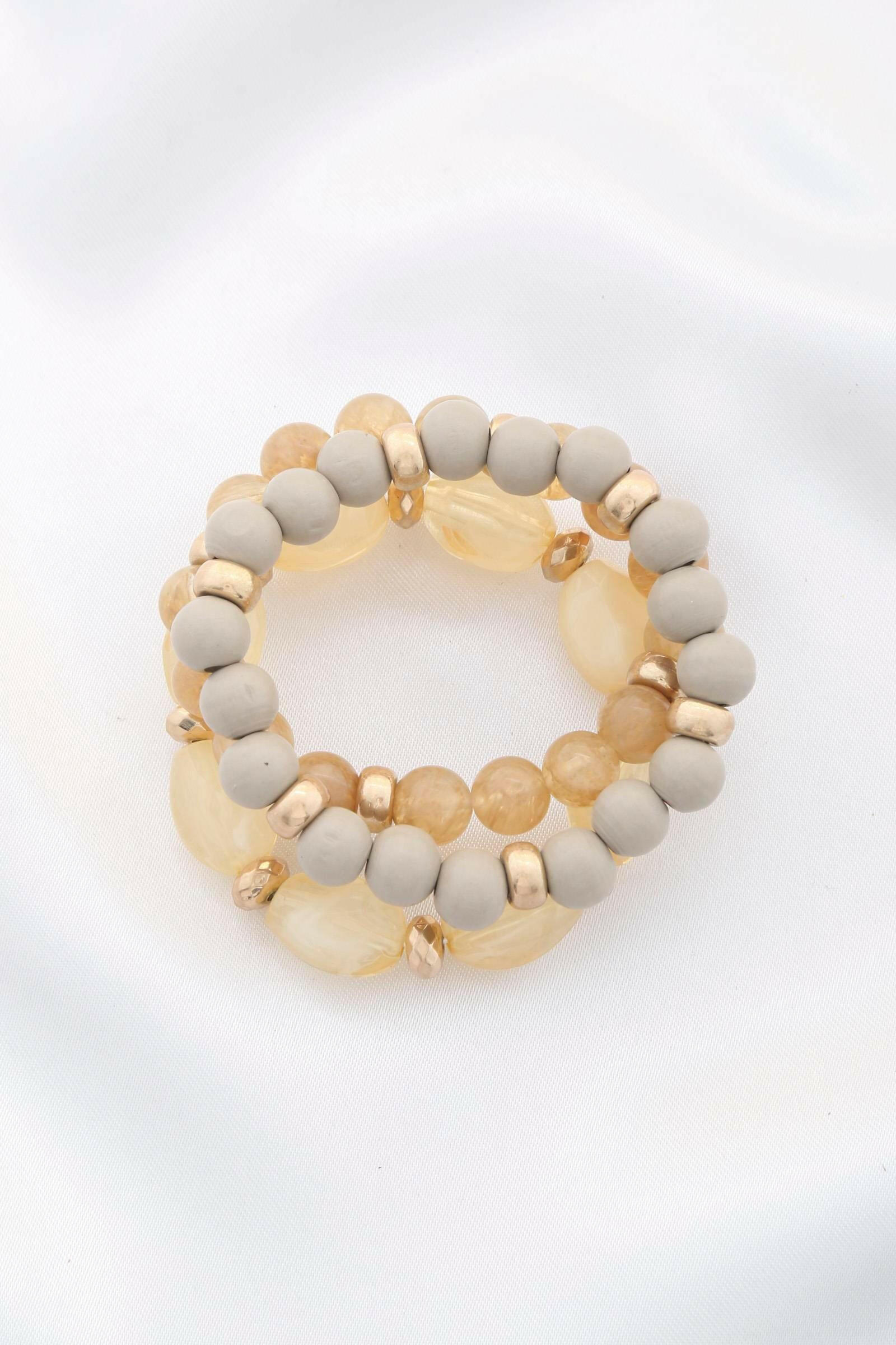 Semi-Precious Stone Wood Bead Bracelet Set - The Nichole Collection