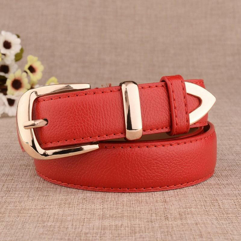 Stylish Genuine Leather Belt with Gold Buckle - The Nichole Collection