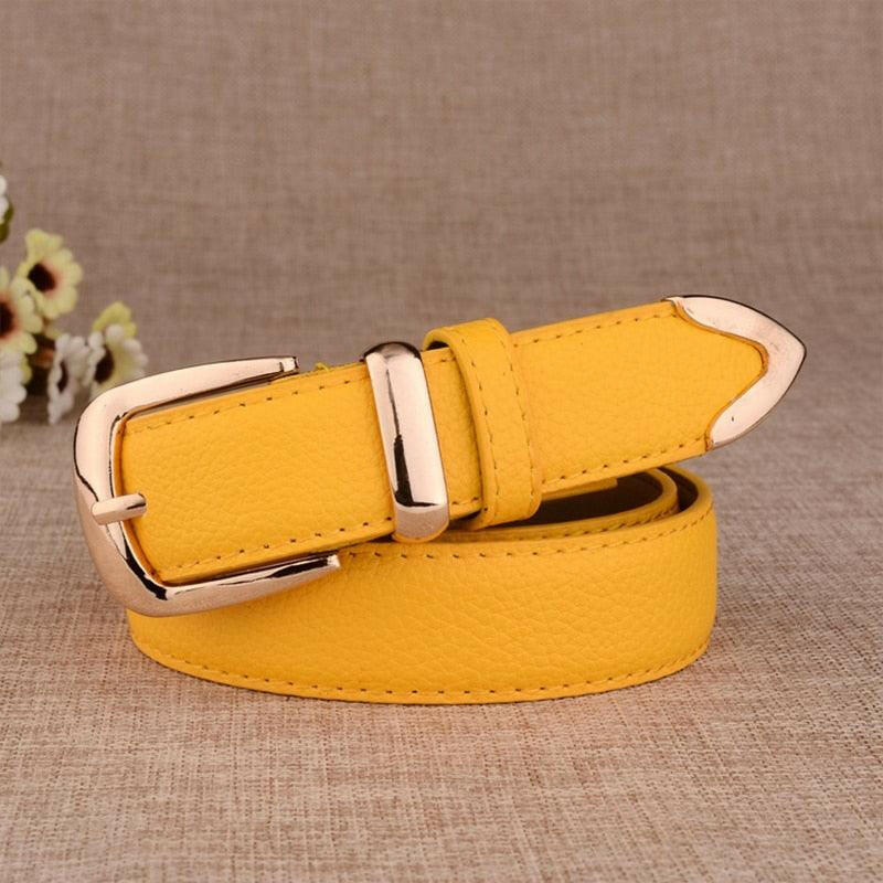 Stylish Genuine Leather Belt with Gold Buckle - The Nichole Collection