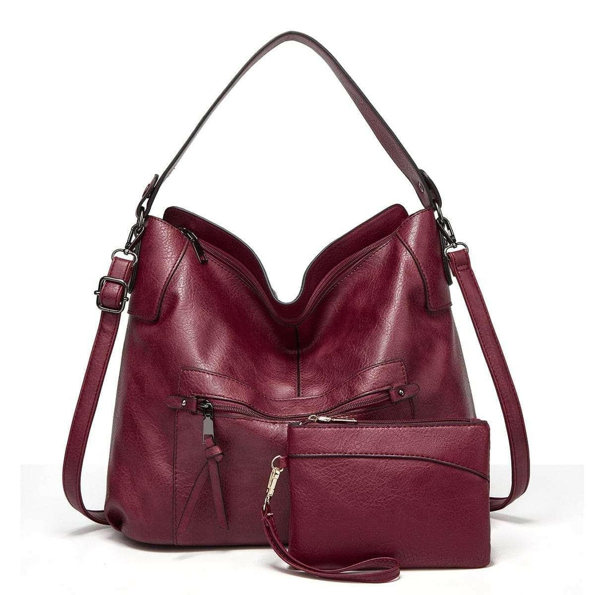 Stylish Vegan Leather Bag with Interior Slot and Cell Phone Pocket - The Nichole Collection